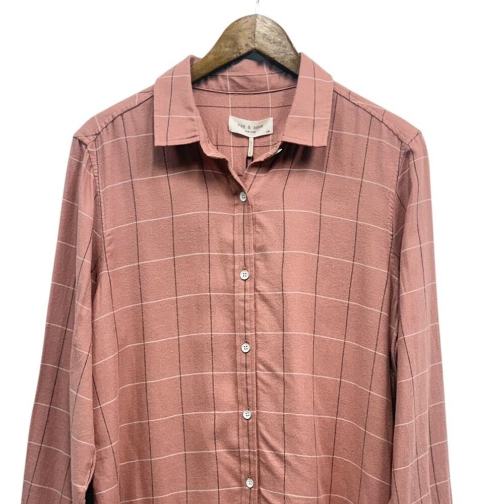 rag & bone Quinn Plaid Button Up Shirt in Pink Multi size Large NWT - Picture 5 of 6
